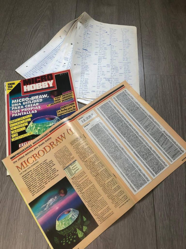 Código Manuscrito de Luis Ángel Alda Zigurat Microhobby