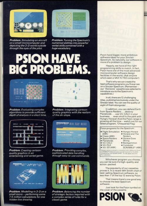 Anuncio de Psion en Sinclair User