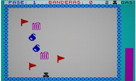 Pantalla de juego de Bandera con todos los objetos que aparecen
durante la partida.	
