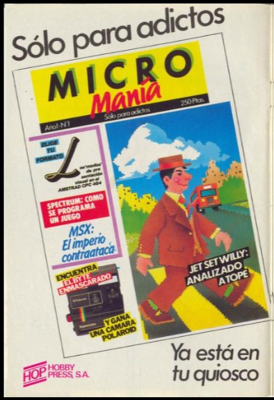 Publicidad del primer número de Micromania aparecida en Microhobby Cassette núm. 3