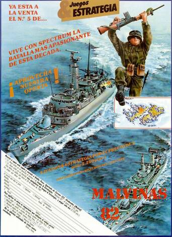 Publicidad de Malvinas 82. Se mantuvo el precio, 1.125 pesetas y la posibilidad de hacerse con 3 títulos de la serie por el precio de 2