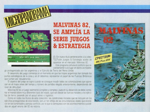 La incorporación de Malvinas 82 a la familia de Juegos&ESTRATEGIA dispuso de un espacio reseñable en Microhobby